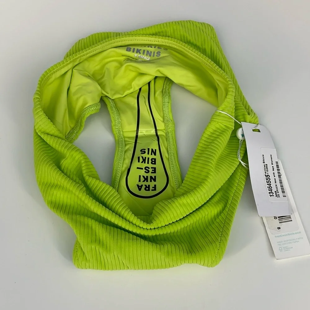 Frankie’s high leg green authentic swim bottom Jenna ribb chartreuse apple XS